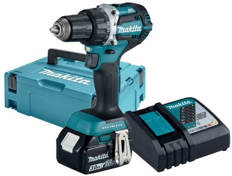 Makita ddf484rf1j 18v bore-/skruetrækker børsteløst 3,0 ah batteri (1 stk), hurtigoplader, mbox