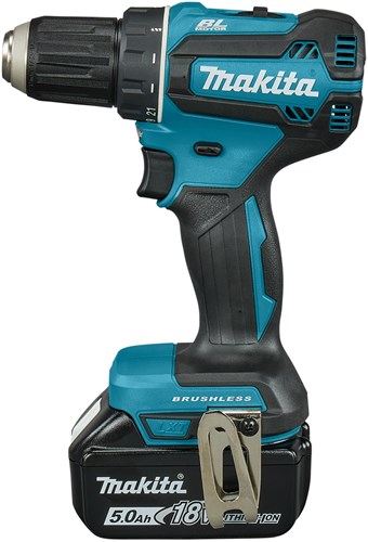 Makita ddf485rtj 18v bore- og skruetrækker børsteløst 5,0 ah batteri (2 stk), hurtiglader, mbox