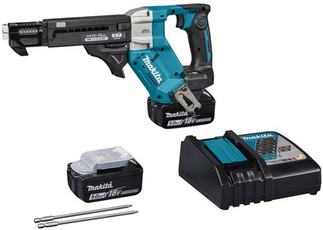 Makita dfr551rtj | 18v | skruemaskine | 25-55 mm | 5,0 ah (2 stk) | hurtig oplader | i mbox dfr551rtj