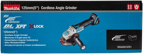 Makita dga521zx1 | 18v | vinkelsliber | 125 mm | x-lås | krop | uden batterier og oplader | med låsekontakt - dga521zx1
