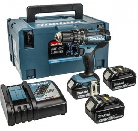 Makita dhp482rf3j 18v (slag) boreskruetrækker 3,0ah + 3. batteri