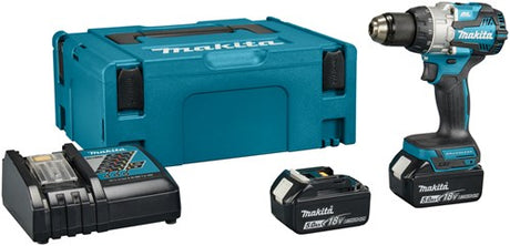 Makita dhp489rtj | 18 v slagbore-/skruetrækker 5,0 ah batteri (2 stk), hurtiglader, i mbox - dhp489rtj