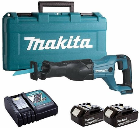 Makita djr186rte 18v akku stempelsav | 5,0 Ah batteri (2 stk), hurtiglader, kuffert