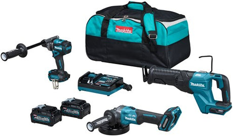 Makita dk0159g301 | kombinationssæt | 40v maks. | 4,0 ah batteri | hurtig oplader | df001g, ga005, jr001g | i taske