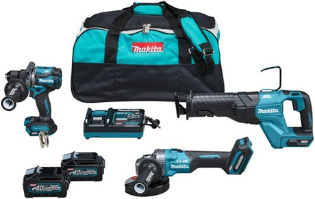 Makita dk0159g301 | kombinationssæt | 40v maks. | 4,0 ah batteri | hurtig oplader | df001g, ga005, jr001g | i taske
