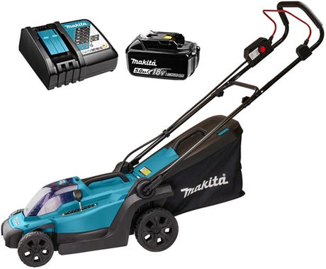 Makita dlm330rt lxt 18 v batteri plæneklipper | 33 cm | 5,0 ah batteri + hurtigoplader | i æske