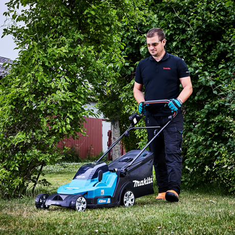 Makita dlm432pt2 | lxt batteri plæneklipper 2x18v 43cm i æske (2x 5.0ah batteri + dc18rd duo oplader) - dlm432pt2