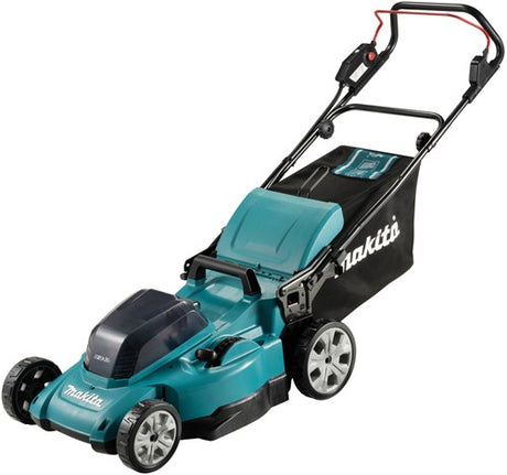 Makita dlm480pt2 | lxt 2x18 v batteri plæneklipper | 48 cm | 5,0 ah batteri (2 stk) | duo hurtigoplader | i æske - dlm480pt2