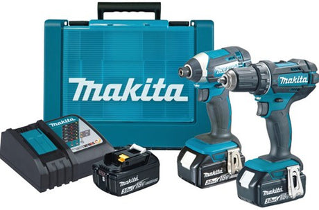 Makita dlx2127x1 kombinationssæt - ddf482 18v bore-/skruetrækker + dtd152 slagskruetrækker 3,0 ah batteri (3 stk), hurtigoplader i kuffert