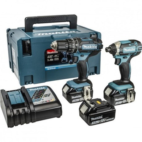 Makita dlx2131jx1 18v akku slagboremaskine dhp482 + slagskruetrækker dtd152 kombinationssæt (3x 3,0ah batteri) i mbox