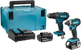 Makita dlx2131tj 18v kombinationssæt dhp482 akku slagboremaskine + dtd152 slagskruetrækker (2x 5,0ah batteri) i mbox