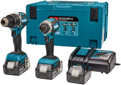 Makita dlx2180tj1 - dhp484 akku slagboremaskine + dtd153 akku slagskruetrækker 18v 5.0ah li-ion + 3. batteri