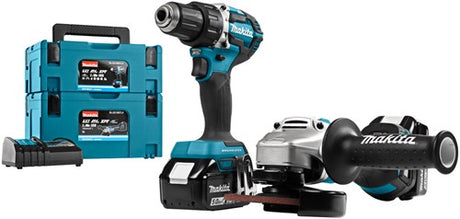Makita dlx2190tj1 kombinationssæt - ddf484 + dga504 - 2x 5,0ah batterier
