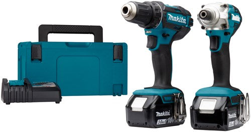 Makita dlx2339j 18v akku boremaskine ddf482 + slagskruetrækker dtd156 kombinationssæt (2x 3,0ah batteri) i mbox - dlx2339j