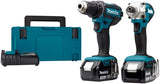 Makita dlx2339j 18v akku boremaskine ddf482 + slagskruetrækker dtd156 kombinationssæt (2x 3,0ah batteri) i mbox - dlx2339j
