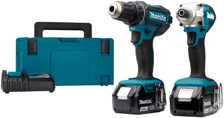 Makita dlx2339j 18v akku boremaskine ddf482 + slagskruetrækker dtd156 kombinationssæt (2x 3,0ah batteri) i mbox - dlx2339j