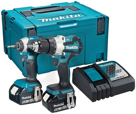 Makita dlx2507tj 18v combo pakke dhp489 slagboremaskine + dtd153z slagskruetrækker 5,0 ah batteri (2 stk), i mbox
