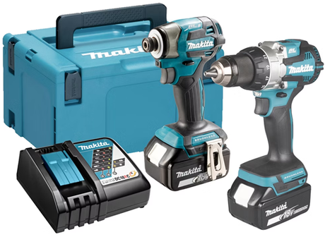 Makita dlx2527tj 18v combo pack ddf489 batteridrevet boremaskine + dtd173z slagskruetrækker 5,0 ah batteri (2 stk), i mbox