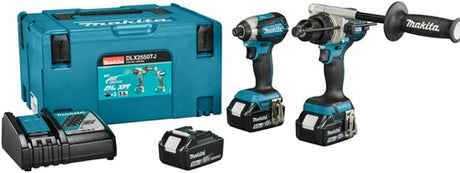 Makita dlx2550tj 18v kombinationssæt dhp492 (slag) bore-/skruetrækker + dtd153 slagskruetrækker (3x 5.0ah batteri og oplader) i mbox - dlx2550tj