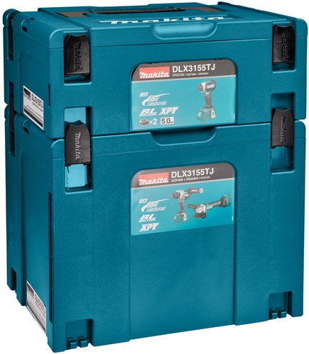 Makita dlx3155tj | kombinationssæt | 18v | boring, (stød)skruning og slibning | sæt | 5,0 ah | i mbox - dlx3155tj