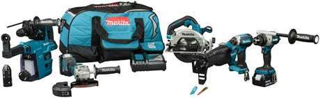 Makita dlx7031tx1 kombinationssæt - ddf492 + dtd153 + hebr243 + dga504 + dhs660 + djr187 + dtm52 | inkl. 2x 5,0 ah batteri og oplader - dlx7031tx1