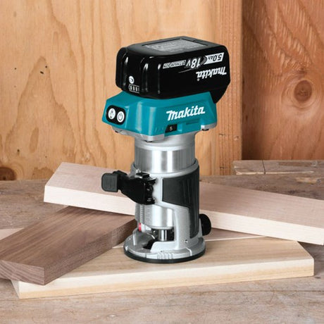 Makita drt50zjx9 batterifræser 18v ​​li-ion | uden batterier og lader i m-boks med styreskinneadapter - drt50zjx9
