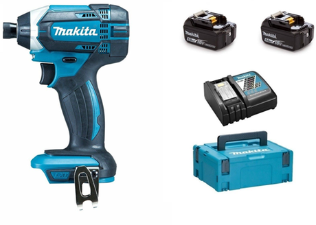 Makita dtd152rtj 18v batteri slagskruetrækker 165nm 5.0ah batteri (2 stk), hurtiglader, m-boks