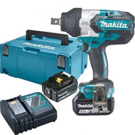 Makita dtw1001rtj 18v slagnøgle 1050 nm 5.0ah batteri (2 stk), hurtigoplader, mbox