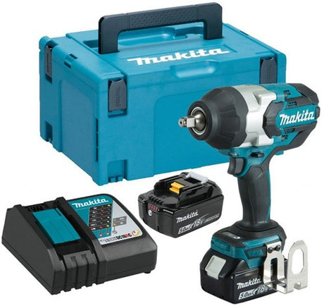 Makita dtw1002rtj 18v slagnøgle 1000 nm 5.0ah batteri (2 stk), hurtigoplader, mbox