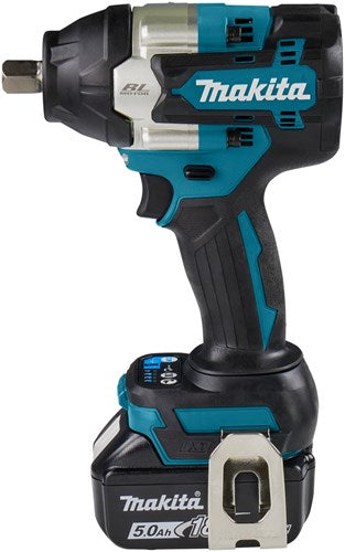 Makita dtw701rtj | 18v | batteri slagnøgle | 1 2 med fjederbelastet låsestift | 2 x 5,0 ah batteri + hurtigoplader | i mbox