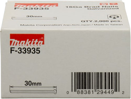 Makita tilbehør brad længde 30 mm version galvaniseret tråd tykkelse 1,61 mm - f-33935