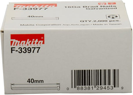 Makita tilbehør brad længde 40 mm version galvaniseret tråd tykkelse 1,61 mm - f-33977