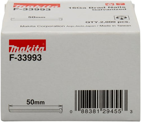 Makita tilbehør brad længde 50 mm version galvaniseret tråd tykkelse 1,61 mm - f-33993