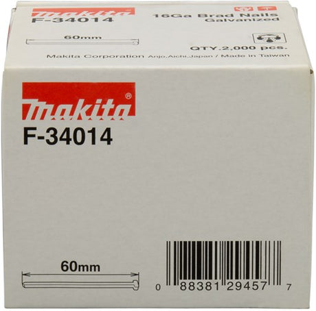 Makita tilbehør brad længde 60 mm version galvaniseret tråd tykkelse 1,61 mm - f-34014