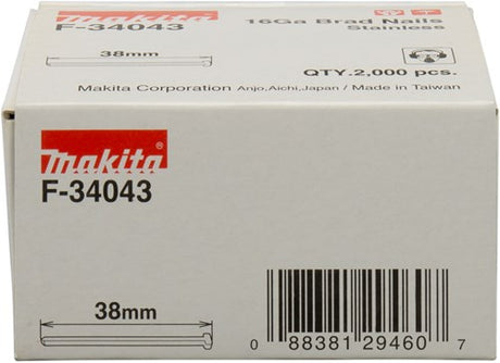Makita tilbehør brad rustfrit stål længde 38mm version rustfrit stål A2 trådtykkelse 1,61mm - f-34043