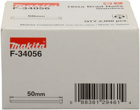 Makita tilbehør brad rustfrit stål længde 50 mm version rustfrit stål A2 trådtykkelse 1,61 mm - f-34056