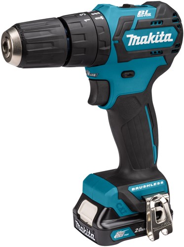 Makita hp332dsaj 10,8v slagbore-/skruetrækker 2,0 ah batteri (2 stk), oplader, mbox - hp332dsaj
