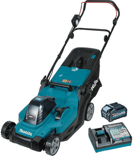 Makita lm004gm103 xgt 40v max batteri plæneklipper 43 cm | 1 x 40 V max batteri 4,0 Ah og oplader DC40RC - LM004GM103