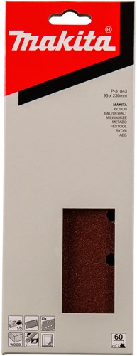 Makita tilbehør slibeark k60 93x228 rød g. - s-31843