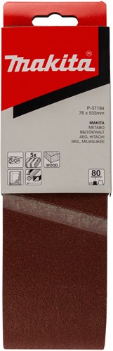 Makita tilbehør slibebånd k80 76x533 rød - p-37194