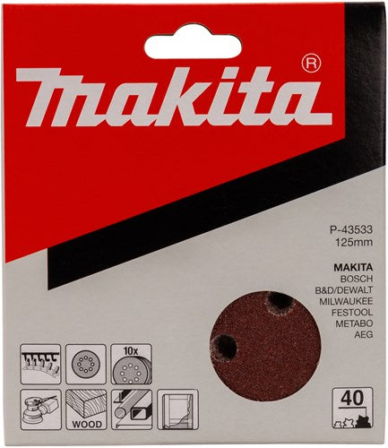 Makita tilbehør slibeskive k40 125 rød v. - p-43533