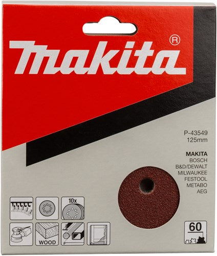 Makita tilbehør slibeskive k60 125 rød v. - p-43549