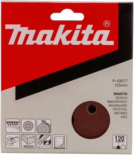 Makita tilbehør slibeskive k120 125 rød v. - p-43577