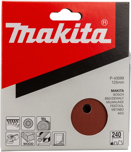 Makita tilbehør slibeskive k240 125 rød v. - p-43599