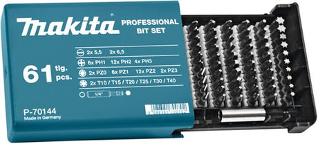 Makita tilbehør skruetrækker bit sæt 61 dele - p-70144 - p-70144