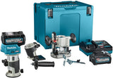 Makita rt001gm205 top- og kantfræser | 40v maks. | 2 x 4,0 ah batteri + hurtigoplader | inkl. forskellige fødder | i mbox rt001gm205