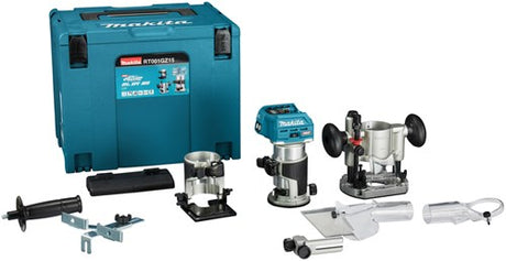 Makita rt001gz15 top- og kantfræser | 40v maks. | uden batterier og oplader | i mbox med styreskinneadapter - rt001gz15