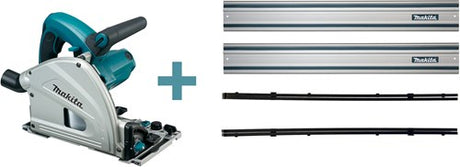 Makita sp6000j1x2 dyksav | 2 styreskinner + forbindelsesstykker | 1300w 165mm - sp6000j1x2
