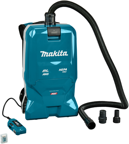 Makita vc012gz01 rygsækstøvsuger | uden batterier og oplader | med forbindelse. 3 adaptere og aws sender | i æske - vc012gz01
