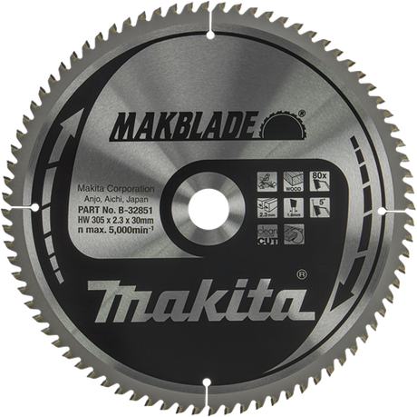 Makita savklinge træ 305x30x2,3 80t 5g - b-32851
